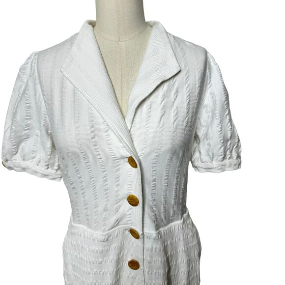 Anthropologie Maeve Collared Button Front Dress White Pockets Womens Size Small - Picture 5 of 9